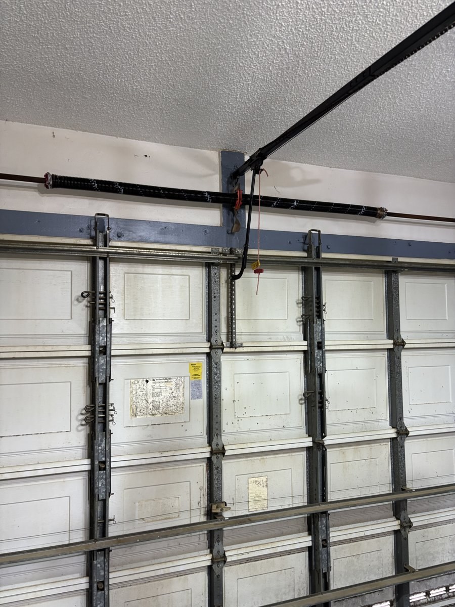 Garage door repair work in progress
