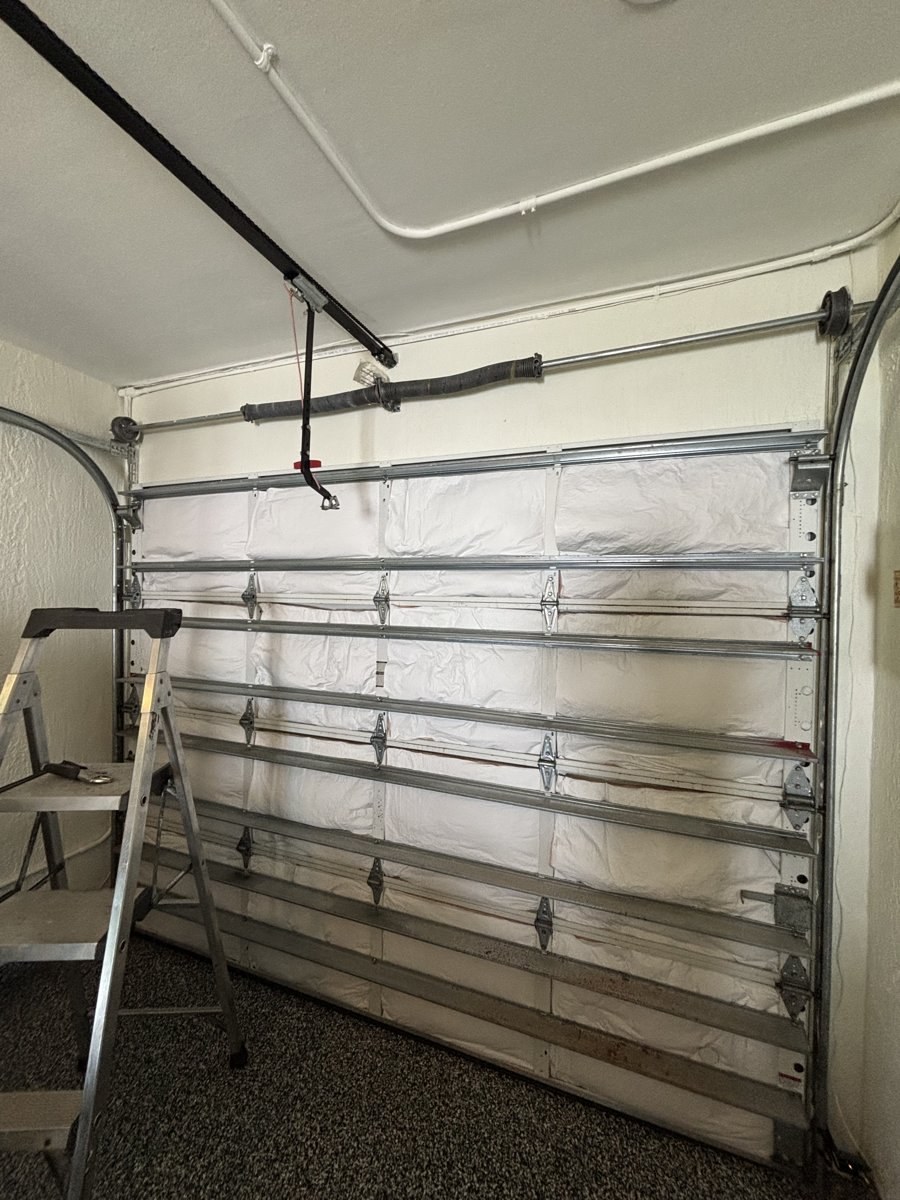 Inside face of an insulated sectional garage door